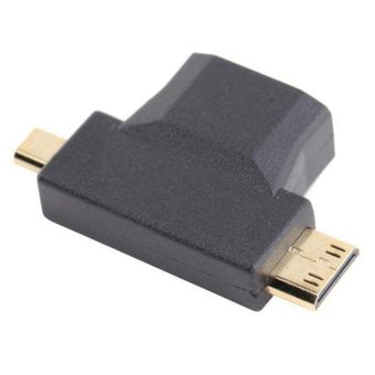  Переходник аудио-видео HDMI (f)/Micro HDMI (m)/Mini HDMI (m) черный (+ Mini HDMI (Male)) 