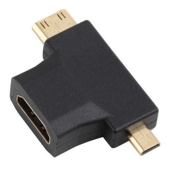  Переходник аудио-видео HDMI (f)/Micro HDMI (m)/Mini HDMI (m) черный (+ Mini HDMI (Male)) 