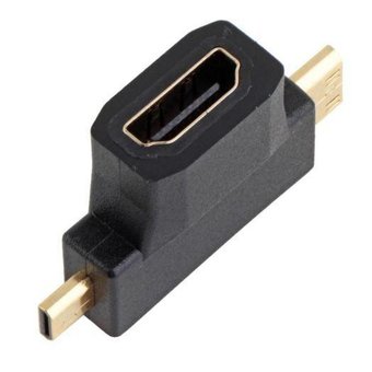  Переходник аудио-видео HDMI (f)/Micro HDMI (m)/Mini HDMI (m) черный (+ Mini HDMI (Male)) 