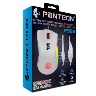  Мышь Panteon PS88 белая (Pixart 3327 с микроконтролером, 220 IPS/3, со сменным крылом и подсветкой LED RGB CHROMA LIGHT) 