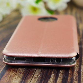  Чехол-книга для Xiaomi Redmi Note 9T /отдел под пластик.карту,силикон/ розовое золото 