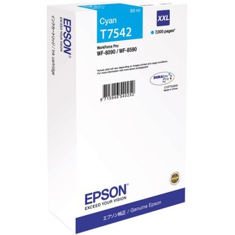  Картридж Epson T7542 голубой экстраповышенной емкости для WF-8090/8590 C13T754240 