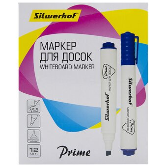  Маркер для досок Silwerhof Prime+ скошенный пиш. наконечник 2-5мм синий 