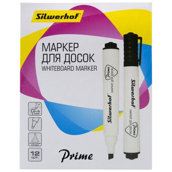  Маркер для досок Silwerhof Prime+ скошенный пиш. наконечник 2-5мм черный 