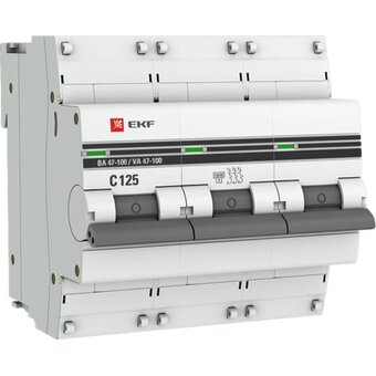  Автоматический выключатель EKF ВА 47-100 PROxima mcb47100-3-125C-pro 3P 125А C 10kA 