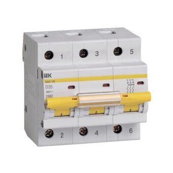  Автоматический выключатель IEK ВА47-100 MVA40-3-035-D 3Р 35А 10кА х-ка D 