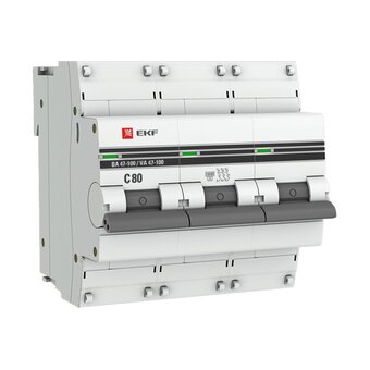  Автоматический выключатель EKF ВА 47-100 PROxima mcb47100-3-80C-pro 3P 80А C 10kA 