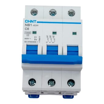  Выключатель автоматический модульный CHINT NB1-63H (179877) 3п C 6А 10кА R 