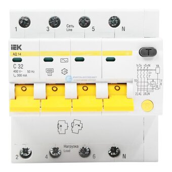  Выключатель автоматический дифференциального тока IEK АД-14 ИЭК MAD10-4-063-C-030 4п 7.5модуль C 63A 30mA тип AC 4.5kA 