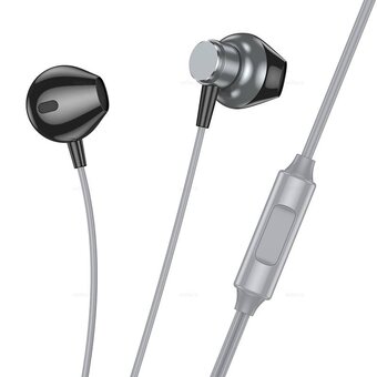  Наушники HOCO M125 Smart metal universal earphones with microphone (металик серый) 