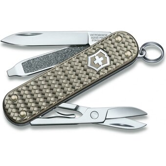  Нож-брелок Victorinox Classic SD Precious Alox 0.6221.4031G 58мм, 5 функций, Infinite Grey (подар. упаковка) 