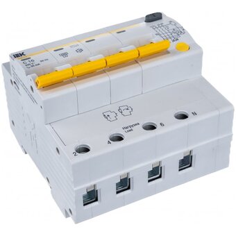  Выключатель автоматический дифференциального тока IEK АД-14 ИЭК MAD10-4-016-C-030 4п 6.5модуль C 16A 30mA тип AC 4.5kA 