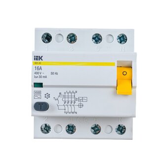  Выключатель дифференциального тока IEK ВД1-63 ИЭК MDV10-4-016-030 4п 16A 30mA тип AC 