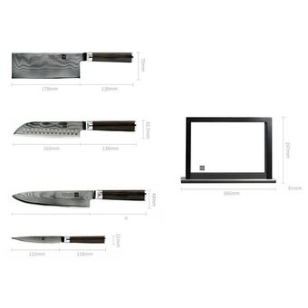  Набор кухонных ножей HuoHou HU0073 Black RUS из дамасской стали 4 ножа+подставка черный 