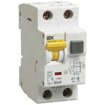  Выключатель автоматический дифференциального тока IEK АВДТ-32 ИЭК MAD22-5-032-C-30 1п+N 2модуля C 32A 30mA тип A 6kA 