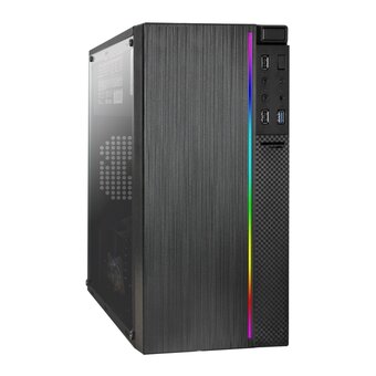  Корпус ExeGate mEVO-9301-EVO800 EX296070RUS Minitower (mATX, БП EVO800RGB с вент. 12см, с окном, 2*USB+1*USB3.0, HD аудио, черный, с RGB подсветкой) 