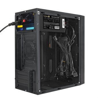  Корпус ExeGate mEVO-9301-EVO800 EX296070RUS Minitower (mATX, БП EVO800RGB с вент. 12см, с окном, 2*USB+1*USB3.0, HD аудио, черный, с RGB подсветкой) 
