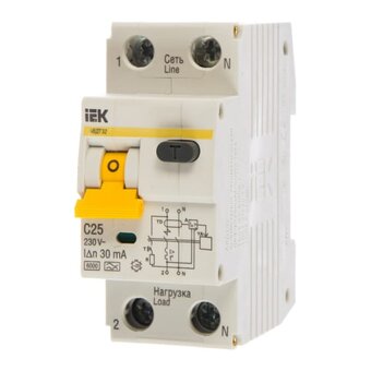  Выключатель автоматический дифференциального тока IEK АВДТ-32 ИЭК MAD22-5-025-C-30 1п+N 2модуля C 25A 30mA тип A 6kA 