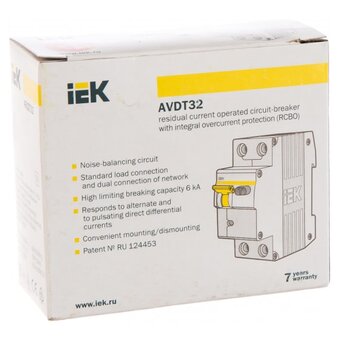 Выключатель автоматический дифференциального тока IEK АВДТ-32 ИЭК MAD22-5-016-C-30 1п+N 2модуля C 16A 30mA тип A 6kA 