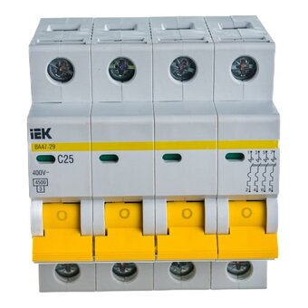  Выключатель автоматический модульный IEK ВА 47-29 ИЭК MVA20-4-025-C 4п C 25А 4.5кА 