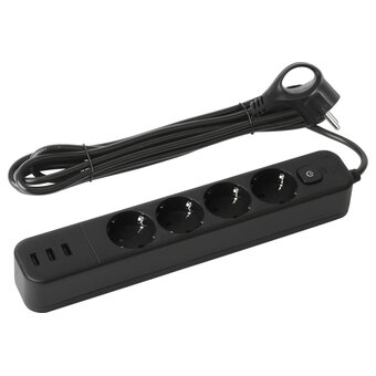  Сетевой фильтр Эра USF-4es-1,5m-3xUSBA-B (Б0059568) черный 