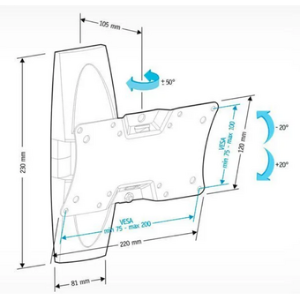  Кронштейн HOLDER LCDS-5062 черный глянец 