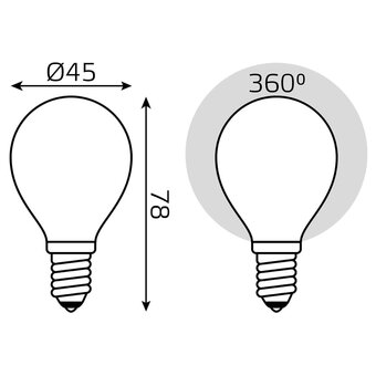  Лампа светодиодная Gauss Filament 105201109-D 9Вт E14 шар 220B 3000K св.свечения белый теплый уп/10шт 