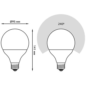  Лампа светодиодная Gauss 105102316 16Вт E27 шар 220B 6500K св.свечения белый холодный уп/1шт 
