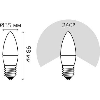  Лампа светодиодная Gauss Elementary 33216 6Вт E27 С35 свеча 220B 2700K св.свечения белый теплый уп/1шт 