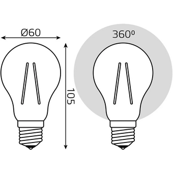  Лампа светодиодная Gauss Filament 102902115 15Вт E27 груша 220B 2700K св.свечения белый теплый уп/1шт 