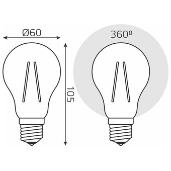  Лампа светодиодная Gauss Filament 102902220 20Вт E27 груша 220B 4100K св.свечения белый нейтральный уп/1шт 