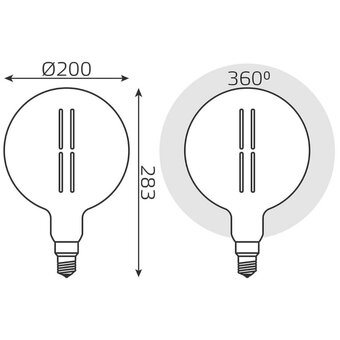  Лампа светодиодная Gauss Filament Vintage 154802205 6Вт E27 шар 220B 4000K св.свечения белый нейтральный уп/1шт 