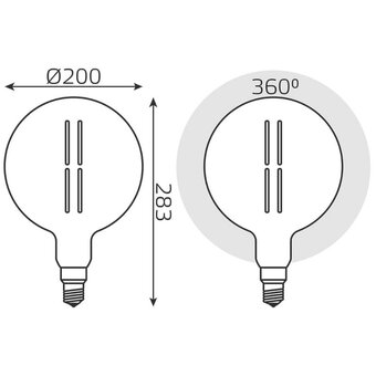  Лампа светодиодная Gauss Filament Vintage 154802205 6Вт E27 шар 220B 4000K св.свечения белый нейтральный уп/1шт 
