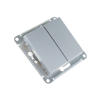 Переключатель Schneider Electric AtlasDesign ATN000365 2-клавишный, Алюминий 