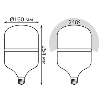  Лампа светодиодная Gauss Elementary 60436 55Вт E27/E40 цилиндр 220B 6500K св.свечения белый холодный уп/1шт 