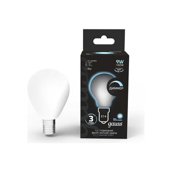  Лампа светодиодная Gauss Filament 105201209-D 9Вт E14 шар 220B 4100K св.свечения белый нейтральный уп/10шт 