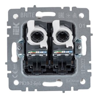  Розетка компьютерная IEK Brite BR-K20-1-K01 двойная кат.5e RJ45 рк10-2-брб белый 