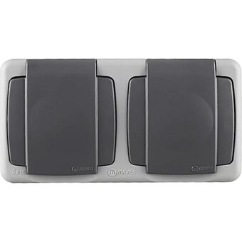  Розетка MAKEL 36064206 2-м ОП 16А IP55 серый 