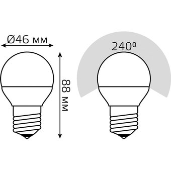  Лампа светодиодная Gauss 105102406 6Вт G45 шар 175B св.свечения RGB уп/1шт 