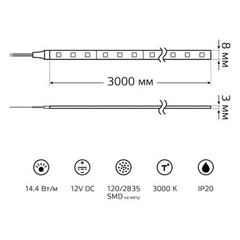  Лента светодиодная Gauss Basic BT082 3м 