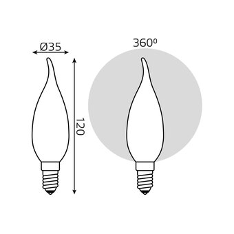  Лампа светодиодная Gauss Filament 104201209-D 9Вт E14 свеча 220B 4100K св.свечения белый нейтральный уп/10шт 