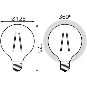  Лампа светодиодная Gauss Filament 158802010-D 10Вт E27 шар 220B 2400K св.свечения белый теплый уп/1шт 