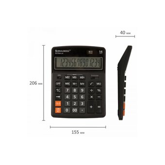  Калькулятор настольный BRAUBERG Extra-14-BK 250474, черный 