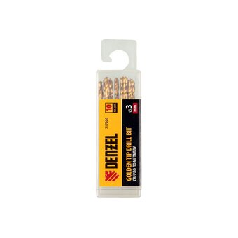 Сверло Denzel 717205 по металлу 3мм, HSS-Tin, Golden Tip, 10шт 