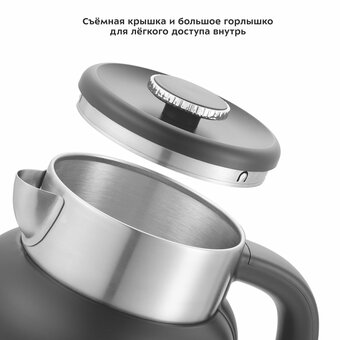  Чайник электрический Kitfort КТ-6196-1 1.5л. черный/серебристый (корпус нерж) 
