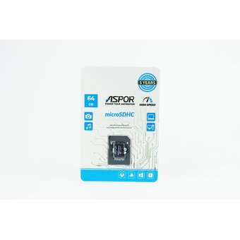  Карта памяти Aspor microSDHC 64GB Class10 UHS-3 + adapter 