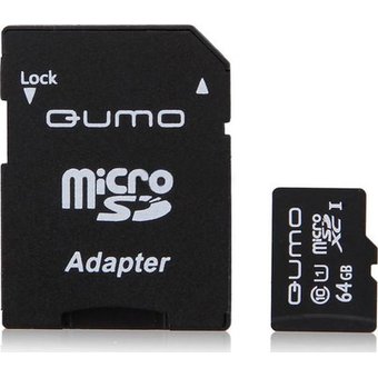  Карта памяти Qumo 64Gb QM64GMICSDXC10U1 Class 10 UHS-I, SD adapter 