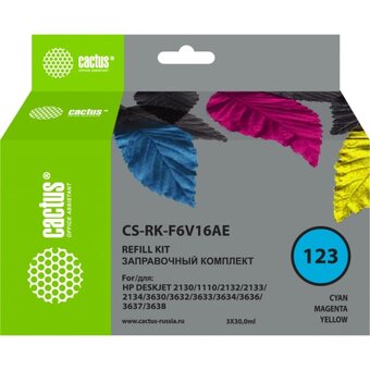  Заправочный набор Cactus CS-RK-F6V16AE многоцветный 3x90мл для HP DJ 1110/1111/1112/2130/2131 