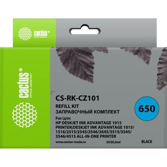  Заправочный набор Cactus CS-RK-CZ101 черный 2x30мл для HP DJ 2515/3515 