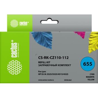  Заправочный набор Cactus CS-RK-CZ110-112 многоцветный 3x90мл для HP DJ IA 3525/5525/4515/4525 